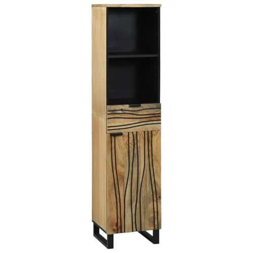 HOMEELIKE Brauner Badezimmerschrank aus Mangoholz 38x33x160 cm mit Stauraum Fuer Badaccessoires HOMEELIKE Brauner Badezimmerschrank aus Mangoholz 38x33x160 cm mit Stauraum Fuer Badaccessoires von HOMEELIKE