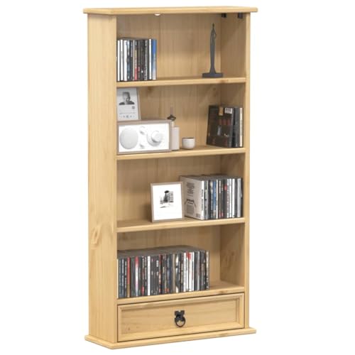 HOMEELIKE CD-Schrank Corona 52x17,5x103 cm Massivholz Kiefer von HOMEELIKE