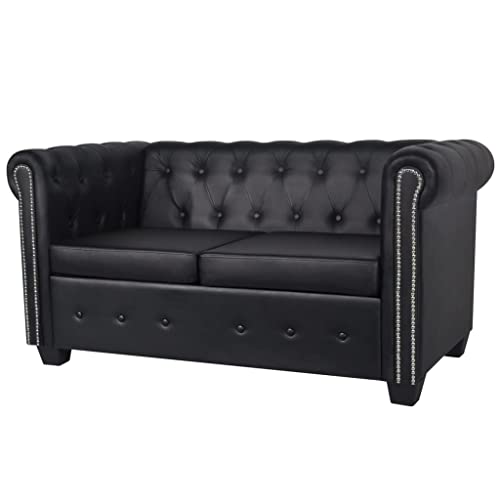 HOMEELIKE Chesterfield-Sofa 2-Sitzer Kunstleder Schwarz HOMEELIKE Chesterfield-Sofa 2-Sitzer Kunstleder Schwarz von HOMEELIKE