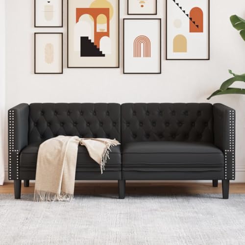 HOMEELIKE Chesterfield-Sofa 2-Sitzer Schwarz Kunstleder HOMEELIKE Chesterfield-Sofa 2-Sitzer Schwarz Kunstleder von HOMEELIKE