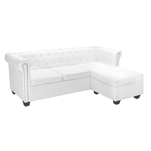 HOMEELIKE Chesterfield Sofa in L-Form Kunstleder Wei? HOMEELIKE Chesterfield Sofa in L-Form Kunstleder Wei? von HOMEELIKE