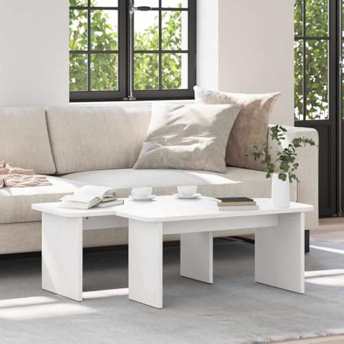 HOMEELIKE Couchtisch 2 pcs Wei? 100 x 69 x 35.5 cm Massivholz Kiefer von HOMEELIKE