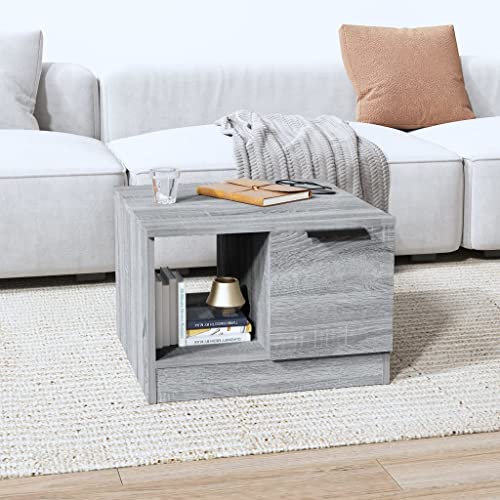 HOMEELIKE Couchtisch in Grau Sonoma Optik 50x50x36 cm mit Ablagef?Chern von HOMEELIKE