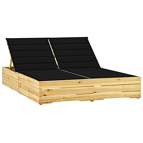 HOMEELIKE Doppel-Sonnenliege mit Schwarzen Auflagen Kiefer Impr?gniert HOMEELIKE Doppel-Sonnenliege mit Schwarzen Auflagen Kiefer Impr?gniert von HOMEELIKE