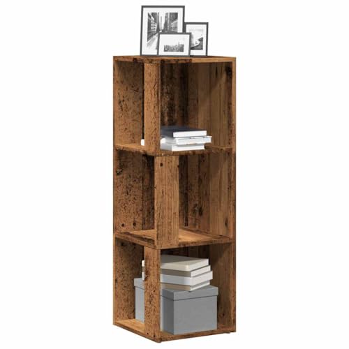 HOMEELIKE Eckregal Altholz-Optik 33x33x100 cm Holzwerkstoff von HOMEELIKE