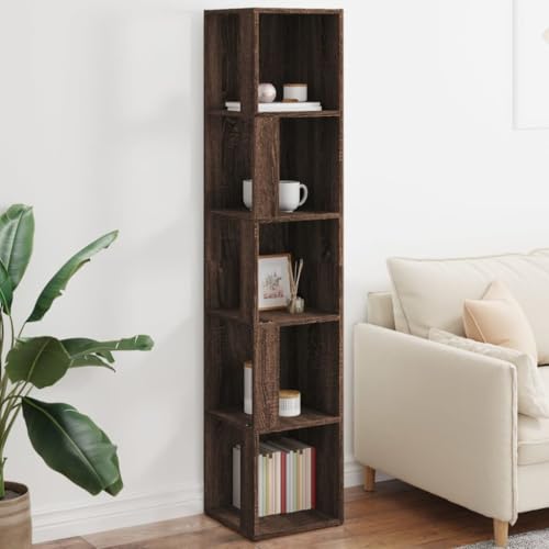 HOMEELIKE Eckregal Braun Eichen-Optik 33x33x164,5 cm Holzwerkstoff von HOMEELIKE
