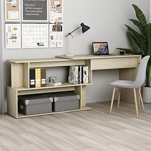 HOMEELIKE Eckschreibtisch Sonoma-Eiche 200x50x76 cm Holzwerkstoff von HOMEELIKE