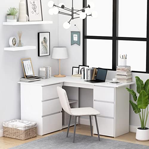 HOMEELIKE Eckschreibtisch Wei? 145x100x76 cm Holzwerkstoff von HOMEELIKE