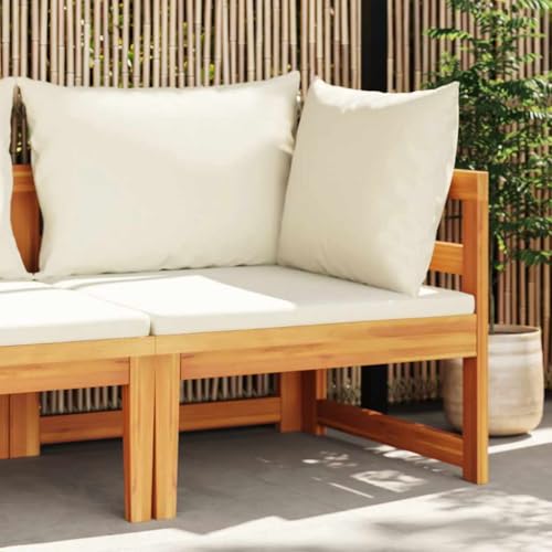HOMEELIKE Ecksofa mit Cremewei?en Kissen Massivholz Akazie HOMEELIKE Ecksofa mit Cremewei?en Kissen Massivholz Akazie von HOMEELIKE