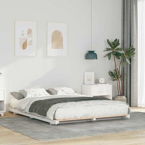 HOMEELIKE Einfaches Holzbettgestell 140 x 200 cm in Weiss aus Massivholz Fuer modernes Schlafzimmer HOMEELIKE Einfaches Holzbettgestell 140 x 200 cm in Weiss aus Massivholz Fuer modernes Schlafzimmer von HOMEELIKE