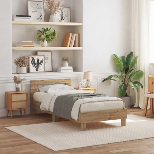 HOMEELIKE Elegantes Bett mit integrierter LED-Beleuchtung und zeitlosem Stil 90 x 200 cm von HOMEELIKE