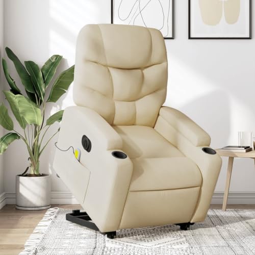 HOMEELIKE Elektrischer Massagesessel mit Aufstehhilfe Creme Stoff HOMEELIKE Elektrischer Massagesessel mit Aufstehhilfe Creme Stoff von HOMEELIKE