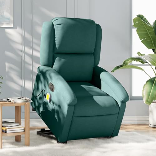 HOMEELIKE Elektrischer Massagesessel mit Aufstehhilfe Dunkelgr¨¹n Stoff von HOMEELIKE