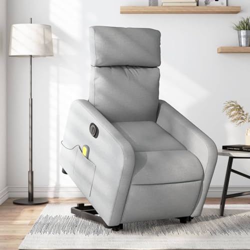 HOMEELIKE Elektrischer Massagesessel mit Aufstehhilfe Hellgrau Stoff HOMEELIKE Elektrischer Massagesessel mit Aufstehhilfe Hellgrau Stoff von HOMEELIKE