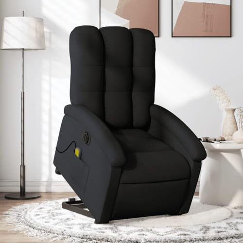 HOMEELIKE Elektrischer Massagesessel mit Aufstehhilfe Schwarz Stoff von HOMEELIKE
