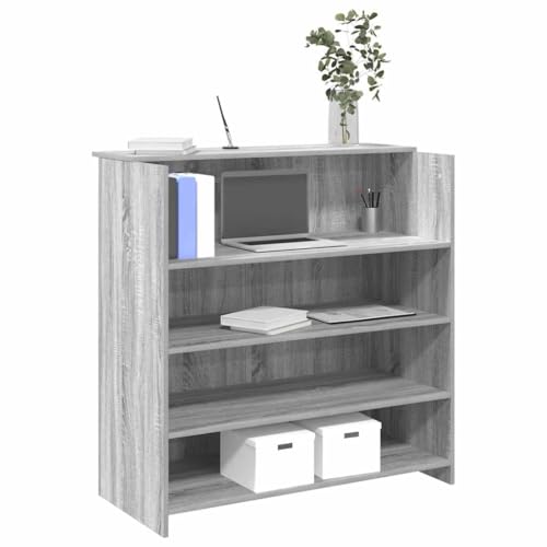 HOMEELIKE Empfangstheke Grau Sonoma 100x50x103,5 cm Holzwerkstoff von HOMEELIKE