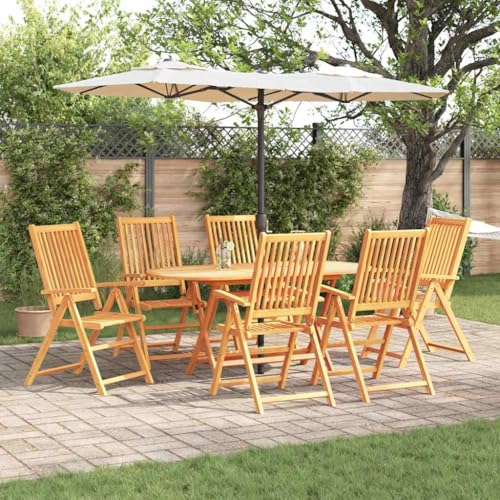HOMEELIKE Essset f¨¹r drau?en 7 pcs Akazienholzfarbe Gro? von HOMEELIKE