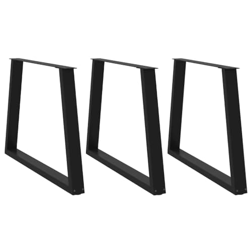 HOMEELIKE Esstisch Beine V-Form 3 Stueck Schwarz 100x(72-73,3) cm Stahl von HOMEELIKE