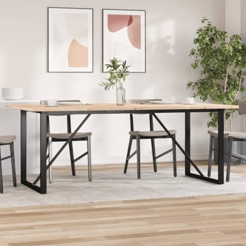 HOMEELIKE Esstisch O-Gestell 200x100x75,5cm Massivholz Kiefer & Stahl von HOMEELIKE