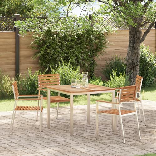 HOMEELIKE Esstisch f¨¹r drau?en 90x90x74.5 cm aus massivem Teakholz von HOMEELIKE