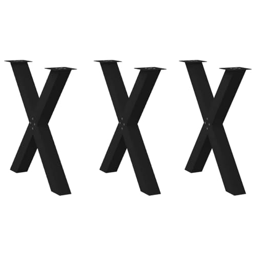 HOMEELIKE Esstischbeine X-Form 3 STK. Schwarz 70x(72-73) cm Stahl von HOMEELIKE