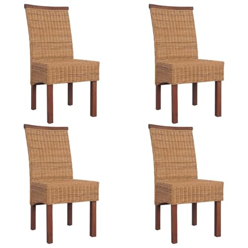 HOMEELIKE Esszimmerst¨¹hle 4 STK. Braun Natur Rattan von HOMEELIKE