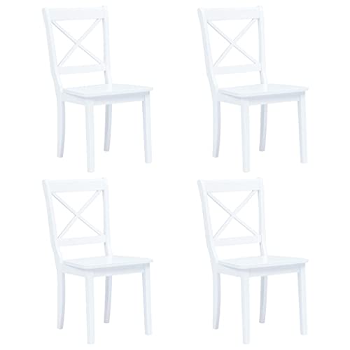 HOMEELIKE Esszimmerst¨¹hle 4 STK. Wei? Massivholz Gummibaum von HOMEELIKE