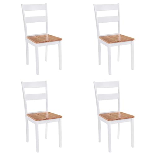 HOMEELIKE Esszimmerst¨¹hle 4 STK. Wei? Massivholz Gummibaum von HOMEELIKE
