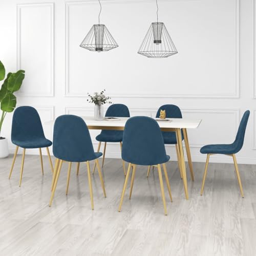 HOMEELIKE Esszimmerst¨¹hle 6 STK. Blau Samt HOMEELIKE Esszimmerst¨¹hle 6 STK. Blau Samt von HOMEELIKE