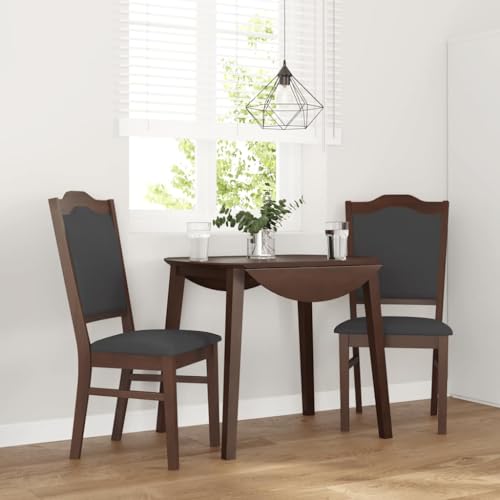 HOMEELIKE Esszimmerst¨¹hle mit Kissen 2 STK. Braun Massivholz Gummibaum von HOMEELIKE