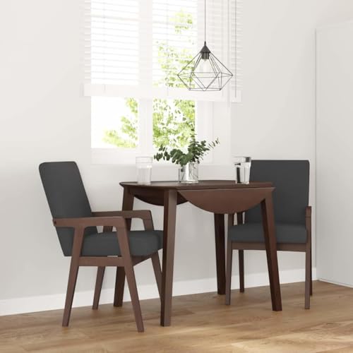 HOMEELIKE Esszimmerst¨¹hle mit Kissen 2 STK. Braun Massivholz Gummibaum von HOMEELIKE
