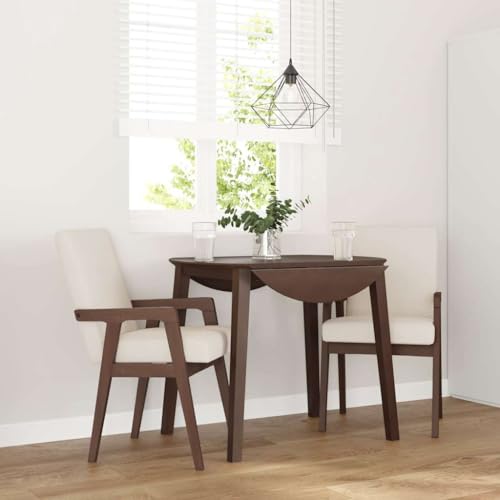 HOMEELIKE Esszimmerst¨¹hle mit Kissen 2 STK. Braun Massivholz Gummibaum von HOMEELIKE
