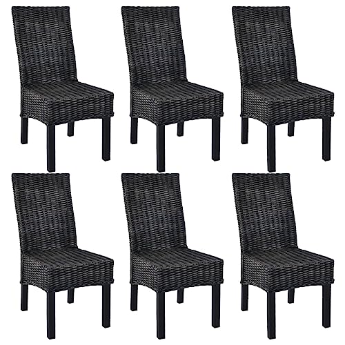 HOMEELIKE Esszimmerstuehle 6 STK. Schwarz Kubu Rattan und Mangoholz HOMEELIKE Esszimmerstuehle 6 STK. Schwarz Kubu Rattan und Mangoholz von HOMEELIKE