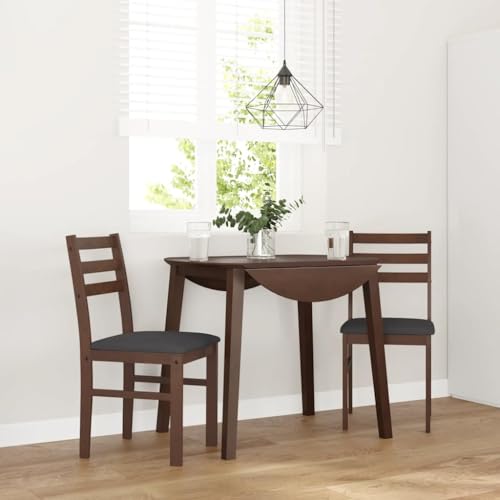 HOMEELIKE Esszimmerstuehle mit Kissen 2 STK. Braun Massivholz Gummibaum von HOMEELIKE