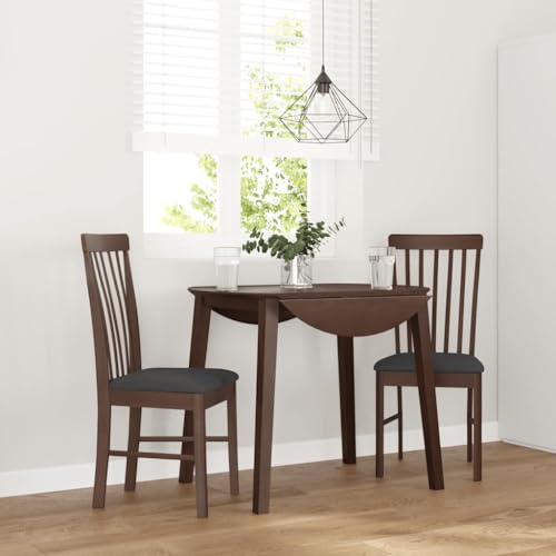 HOMEELIKE Esszimmerstuehle mit Kissen 2 STK. Braun Massivholz Gummibaum von HOMEELIKE