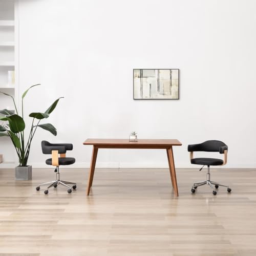 HOMEELIKE Esszimmerstuhl Drehbar Schwarz Bugholz und Kunstleder HOMEELIKE Esszimmerstuhl Drehbar Schwarz Bugholz und Kunstleder von HOMEELIKE