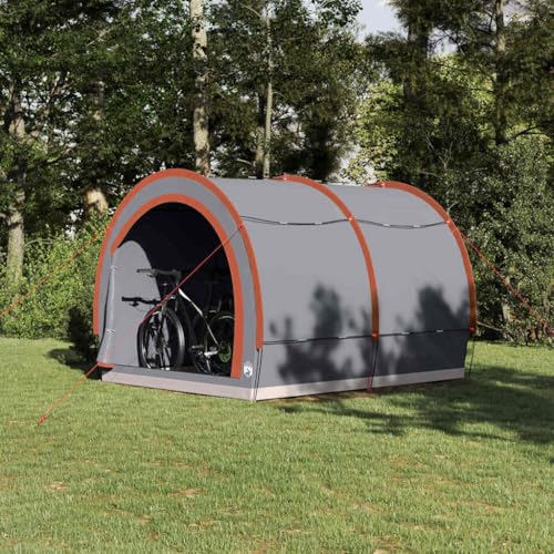 HOMEELIKE Fahrradgarage mit Dach Grau und Orange 256 x 222 x 182 cm von HOMEELIKE