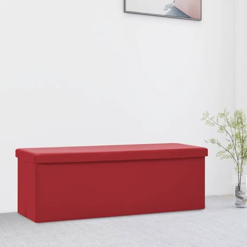 HOMEELIKE Faltbare Sitzbank mit Stauraum Weinrot PVC HOMEELIKE Faltbare Sitzbank mit Stauraum Weinrot PVC von HOMEELIKE