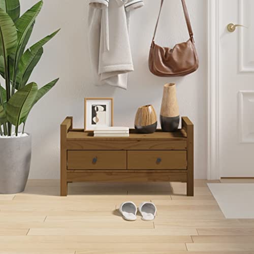 HOMEELIKE Flurbank Honigbraun 80x40x43 cm Massivholz Kiefer von HOMEELIKE