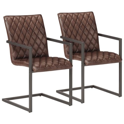 HOMEELIKE Freischwinger 2 STK. Braun Echtleder von HOMEELIKE