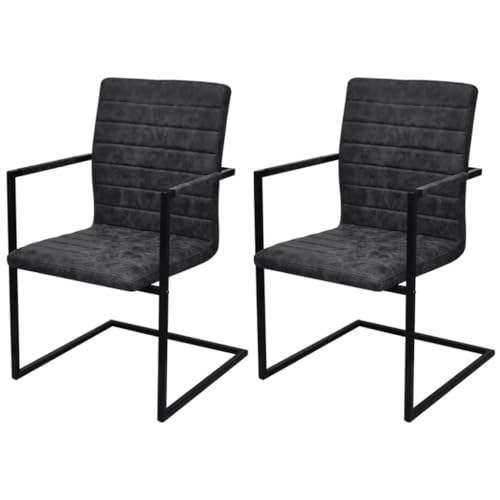HOMEELIKE Freischwinger 2 STK. Schwarz Kunstleder von HOMEELIKE