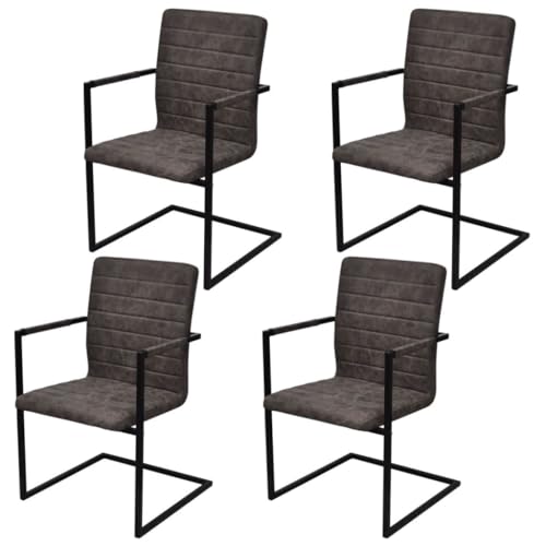 HOMEELIKE Freischwinger 4 STK. Braun Kunstleder von HOMEELIKE