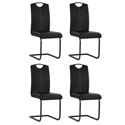 HOMEELIKE Freischwinger 4 STK. Schwarz Kunstleder von HOMEELIKE