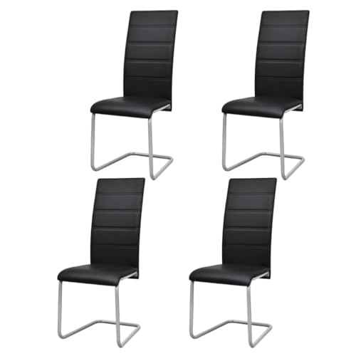 HOMEELIKE Freischwinger 4 STK. Schwarz Kunstleder von HOMEELIKE