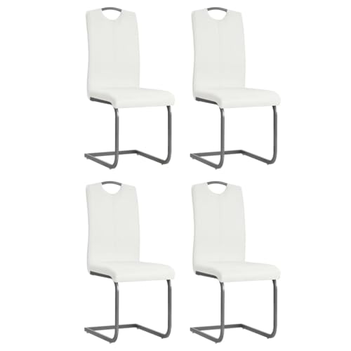 HOMEELIKE Freischwinger 4 STK. Wei? Kunstleder von HOMEELIKE