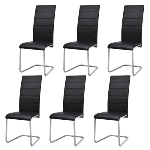 HOMEELIKE Freischwinger 6 STK. Schwarz Kunstleder von HOMEELIKE