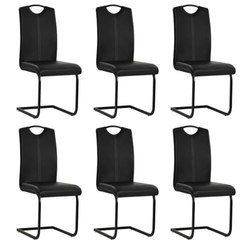 HOMEELIKE Freischwinger 6 STK. Schwarz Kunstleder von HOMEELIKE
