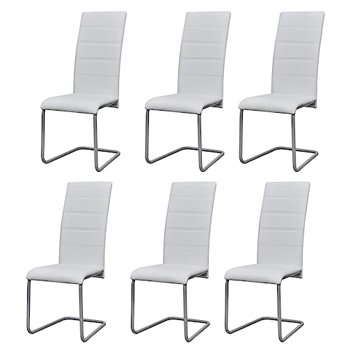 HOMEELIKE Freischwinger 6 STK. Wei? Kunstleder von HOMEELIKE