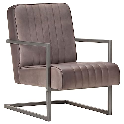 HOMEELIKE Freischwinger Sessel Distressed Braun Echtleder von HOMEELIKE