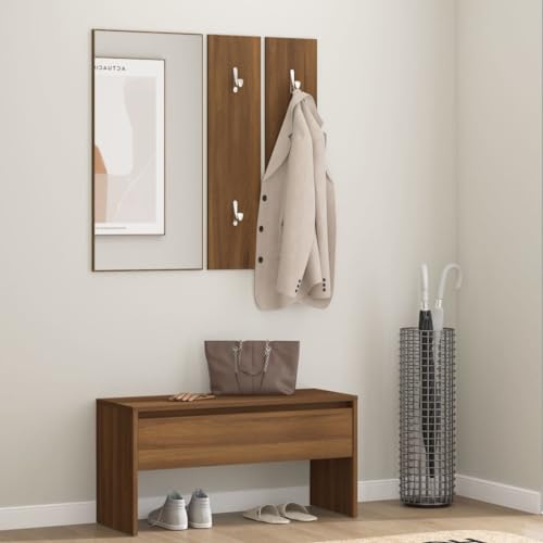 HOMEELIKE Garderoben-Set Braun Eichen-Optik Holzwerkstoff HOMEELIKE Garderoben-Set Braun Eichen-Optik Holzwerkstoff von HOMEELIKE